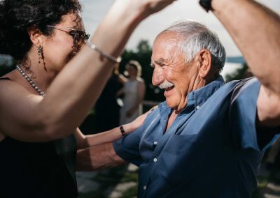 Guests dancing during a wedding in Italy